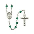 thumbnail image 1 of St. Katharine Drexel Silver-Plated Rosary 6mm December Blue Fire Polished Beads Crucifix Size 1 3/8 x 3/4 medal charm, 1 of 1