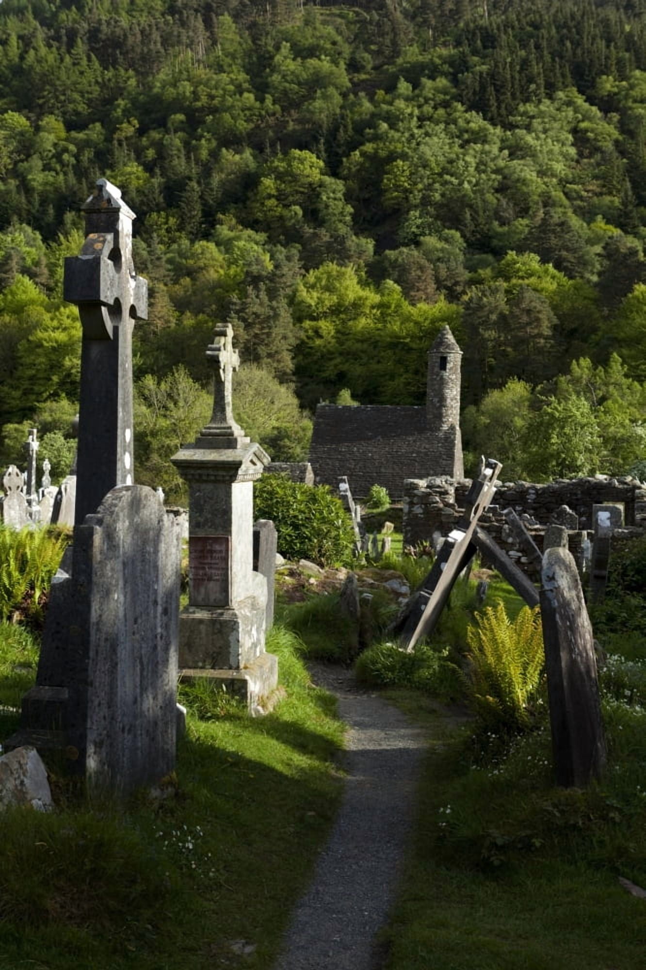 St Kevins Church (sometimes called St Kevins Kitchen) Glendalough County Wicklow Ireland Canvas Art - Panoramic Images (27 x 9)
