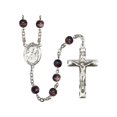 thumbnail image 1 of St. Kieran Silver-Plated Rosary 7mm Brown Beads Crucifix Size 1 3/4 x 1 medal charm, 1 of 1