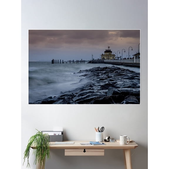 St Kilda Pier Poster Wall Art, Modern Wall Decor For Living Room Bedroom, 12x18 UNFRAMED