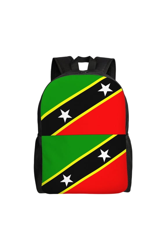 St.Kitts And Nevis Large Flag Backpack Travel Bag For Men Women Lightweight Back Pack With Laptop Compartmen
