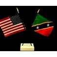 thumbnail image 1 of St. Kitts Desk Flag Set; Contains One USA and One Country Flag with a White Crossed Base, American Made, 1 of 1