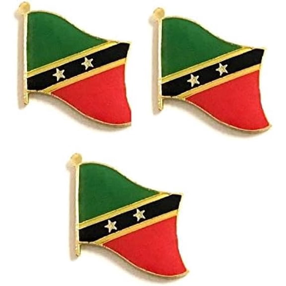 St Kitts Single Flag Lapel Pins, Pack of 3