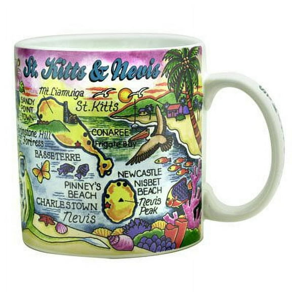 St. Kitts and Nevis Map Caribbean Souvenir Collectible Large Coffee Mug 16oz