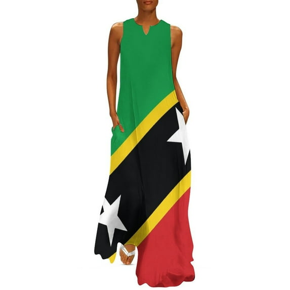 St Kitts and Nevis National Flag Long Dress eving dresses wom wom's elegant loose dresses Dress