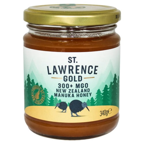 St. Lawrence Gold New Zealand Manuka Honey 300+MGO 340g, British Import (Pack of 2)