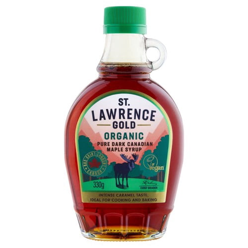 St Lawrence Gold Organic Pure Maple Syrup Dark 330g, British Import (Pack of 2)
