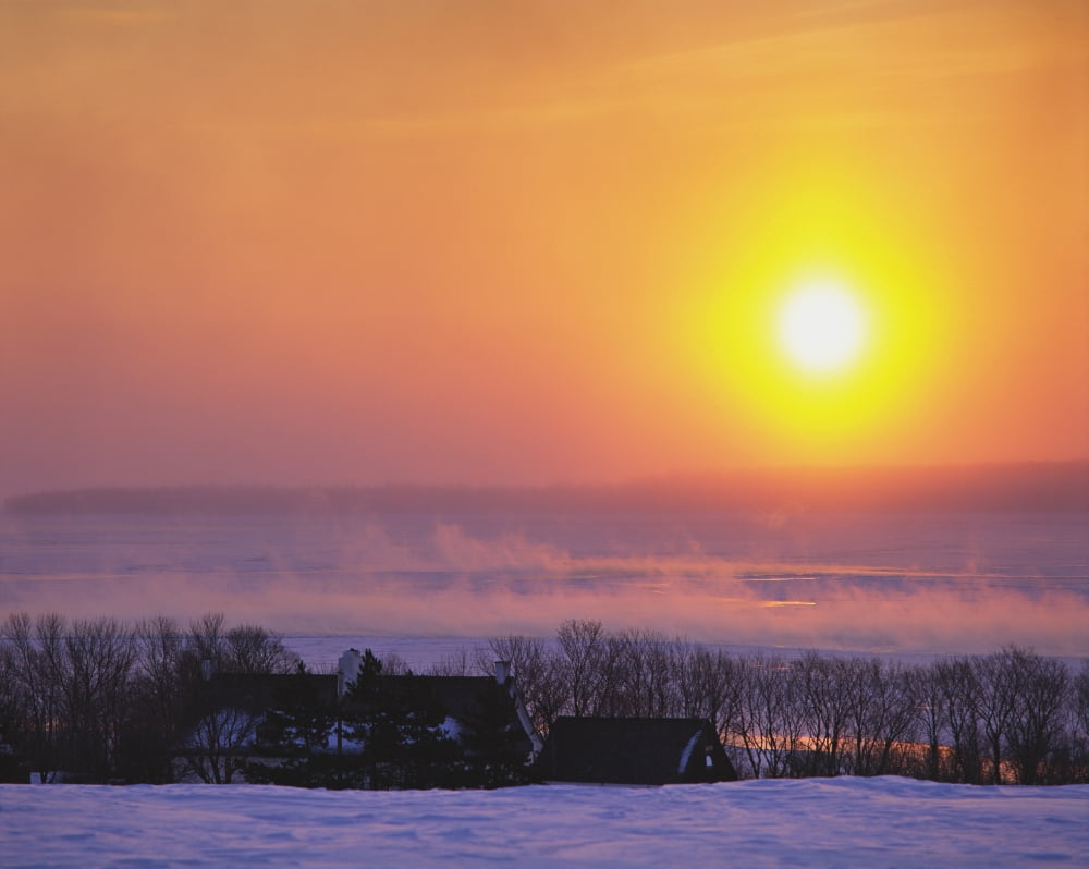 St Lawrence River In Cold Temperature From Ile Dorleans Quebec Canvas Art - Yves Marcoux Design Pics (17 x 14)