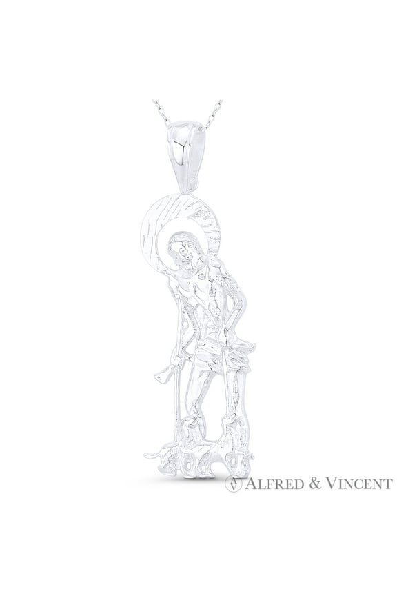 St. Lazarus the Beggar, Patron Saint of the Poor & the Sick 66x20mm (2.6x0.8in) Pendant in .925 Sterling Silver