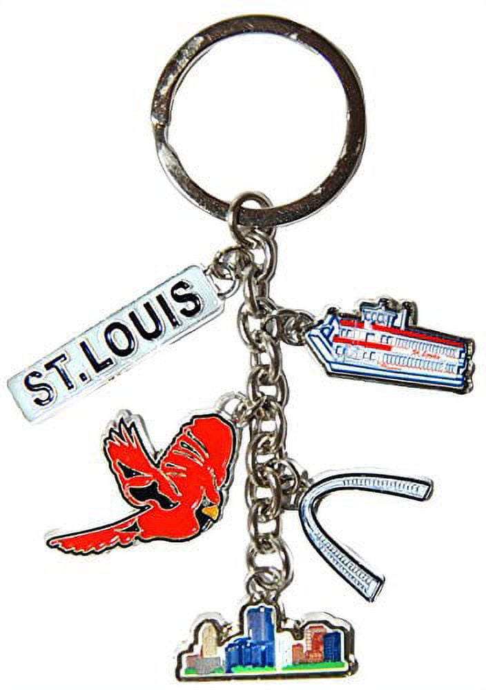 St. Louis Gateway Arch Keychain Missouri Souvenir Keyring Silvertone Metal  Gift