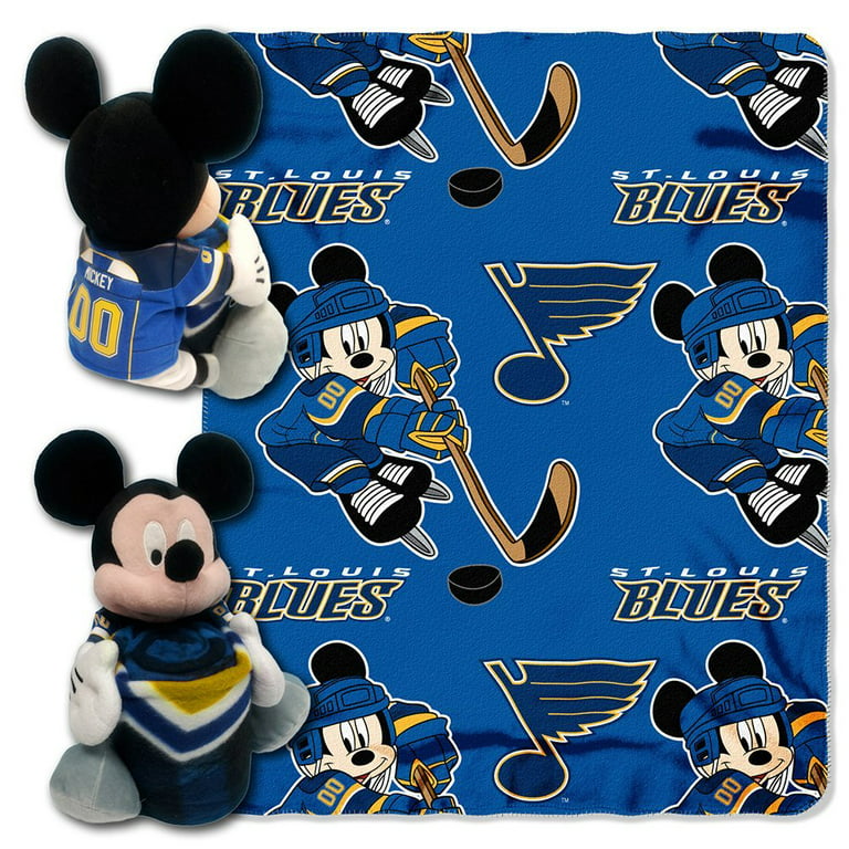 St Louis Blues NHL Mickey 40x50 Throw and Hugger Character Pillow Combo Set