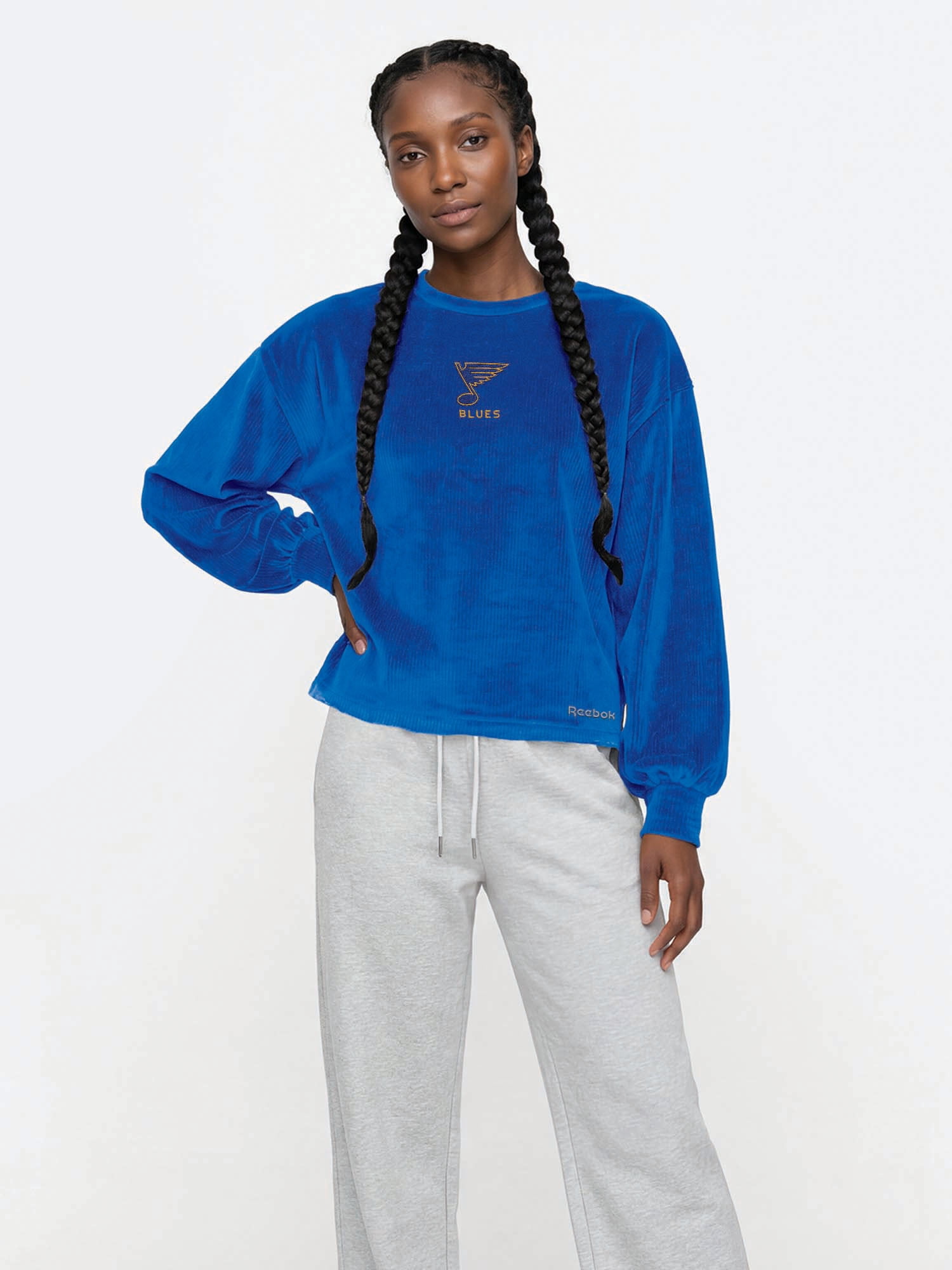St. Louis Blues Reebok Womens Crew Neck Pullover with Balloon Sleeves