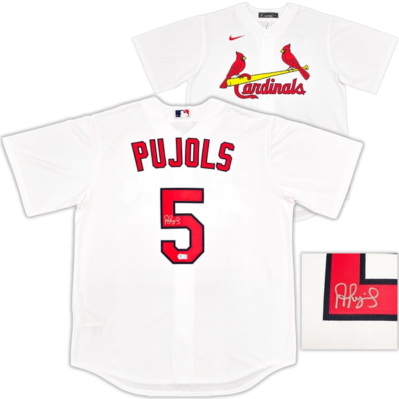 St. Louis Cardinals Albert Pujols Autographed White Nike Jersey Size L Beckett BAS Witness 235726