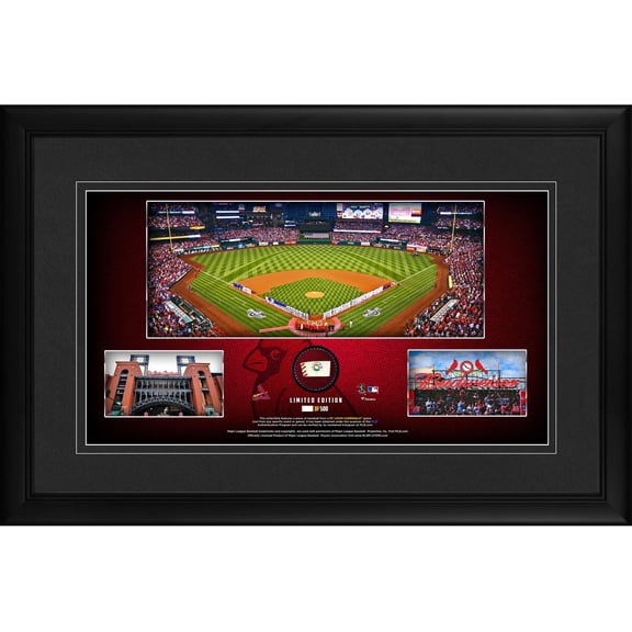 St. Louis Cardinals Framed 10" x 18" Stadium Panoramic Collage with a Piece of Game-Used Baseball - Limited Edition of 500 - Fanatics Authentic Certified