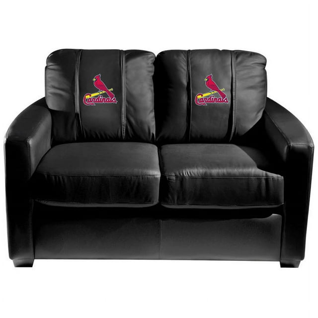 Black St. Louis Cardinals Logo Silver Love Seat