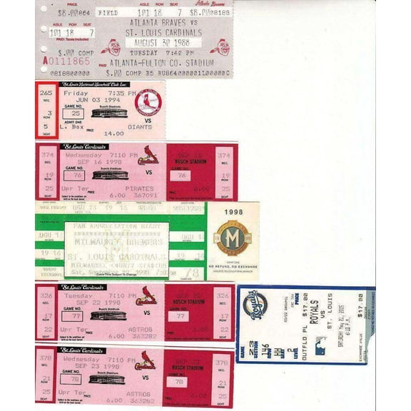 St Louis Cardinals 7 vintage tickets Mark McGwire