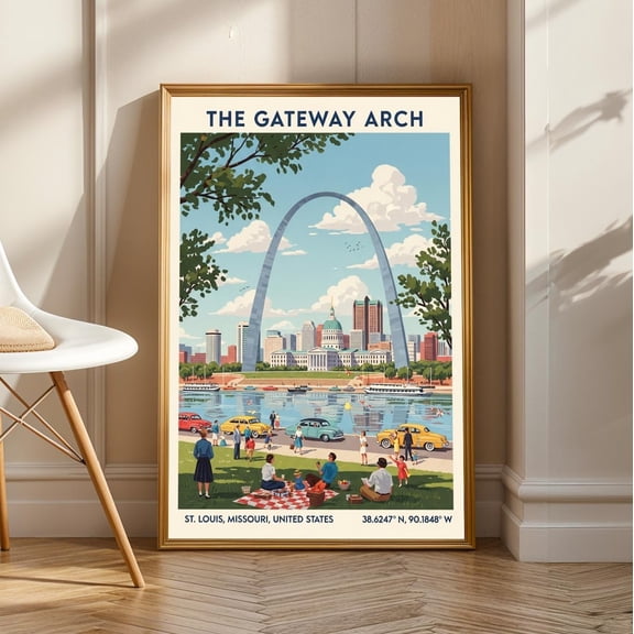 St. Louis Gateway Arch Print - Missouri Poster - Us State Poster - Us Wall Art - For Traveller - Usa Travel Print - Wall Art Decor, Unframed Poster Size 8x12