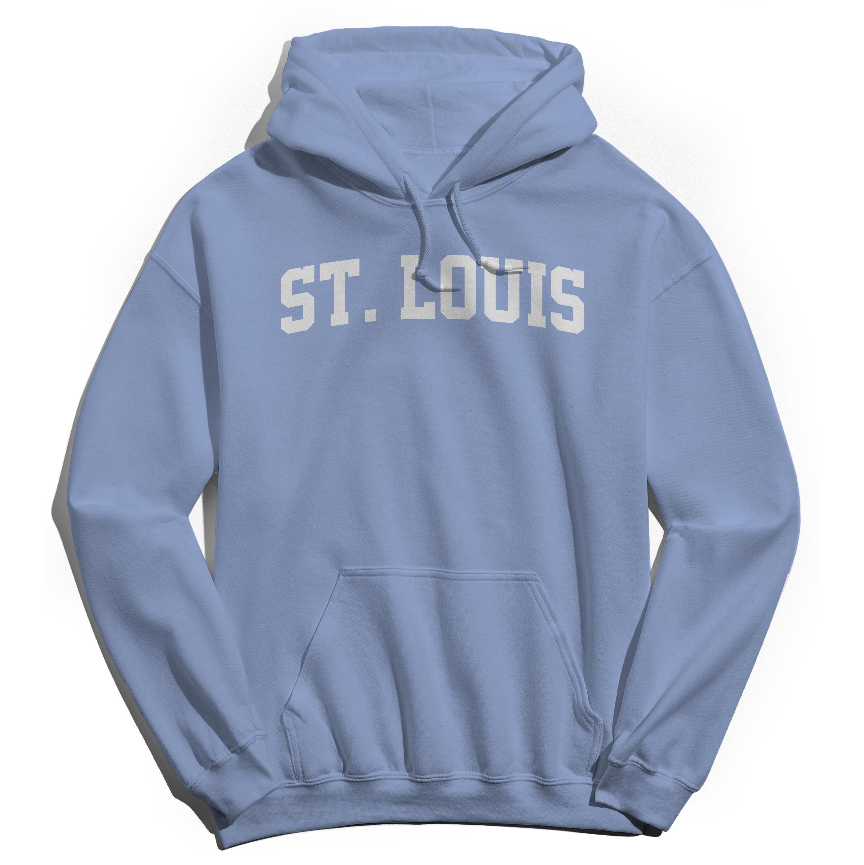 St Louis Graphic Light Blue Men's Cotton Pullover Hoodie 