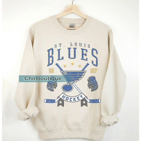 St. Louis Hockey Sweatshirt Crewneck, Vintage Blues shirt, St. Louis Hockey Fan shirt, Hockey Tee, Blues Sweatshirt, St. Louis Hockey Shirt ,Sand Color,Size M