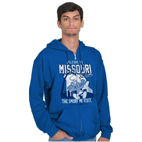 St Louis MO Gateway Arch Cool Smurfs Zip Up Hoodie Men's Women's Brisco Brands M