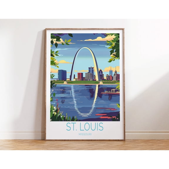 St Louis Missouri Gateway Arch Landmark Print, Unframed Canvas Size 12x18