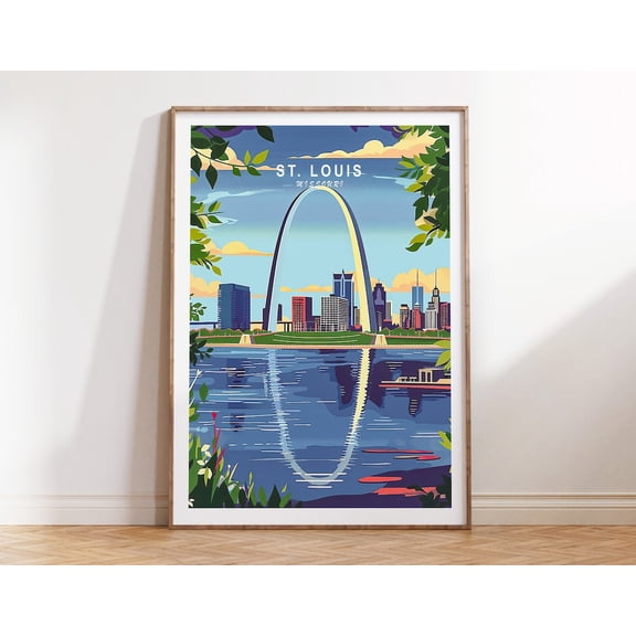 St Louis Missouri Gateway Arch National Park Travel Poster, Unframed Paper Print Size 8x12