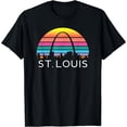 thumbnail image 1 of St Louis Missouri Gateway Arch Retro Mississippi River Lou T-Shirt, 1 of 6
