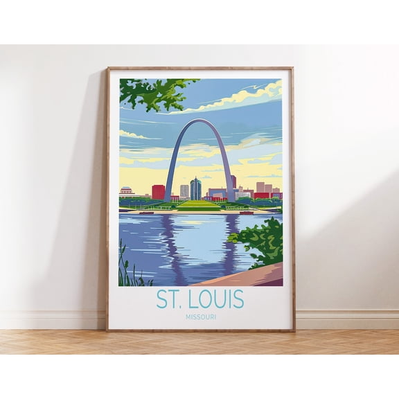 St Louis Missouri Gateway Arch Skyline Wall Art, Unframed Paper Print Size 8x12
