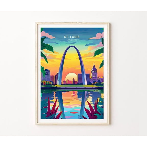St Louis Missouri Gateway Arch Sunset Wall Art Home Decor
