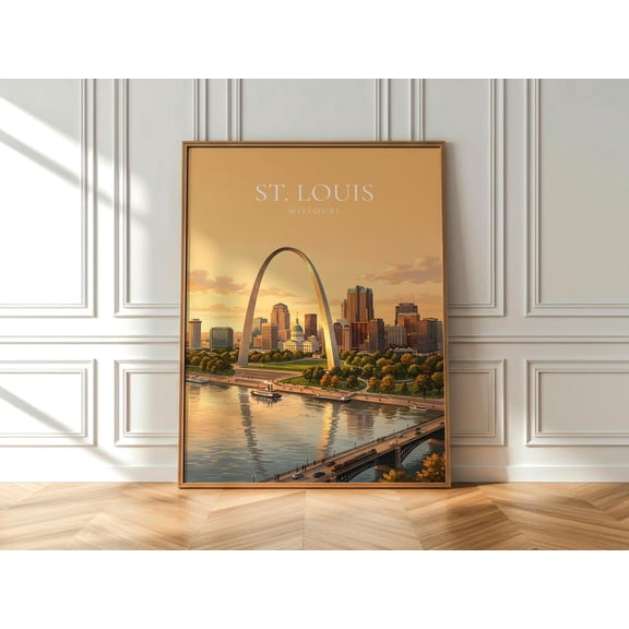 St Louis Missouri Gateway Arch Wall Art Usa Landmark Print, Unframed Paper Print