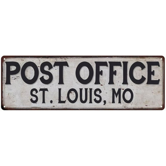 St. Louis, Mo Post Office Metal Sign Vintage 8x24 108240011051