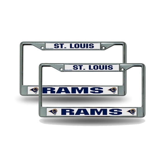 St Louis NFL Rams Chrome Metal (2) License Plate Frame Set