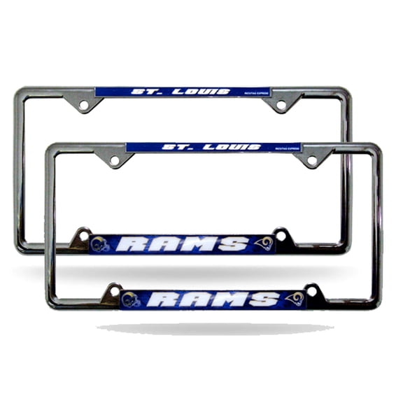 St Louis Football Rams EZ View Chrome Metal (2) License Plate Frame Set