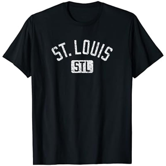 St. Louis STL Text Distressed White Print T-Shirt