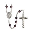 thumbnail image 1 of St. Louis Silver-Plated Rosary 7mm Brown Beads Crucifix Size 1 3/4 x 1 medal charm, 1 of 1