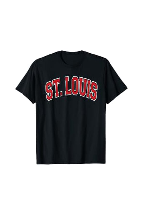 St. Louis Varsity Style Red Text T-Shirt