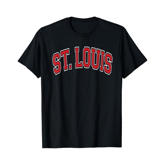 St. Louis Varsity Style Red Text T-Shirt