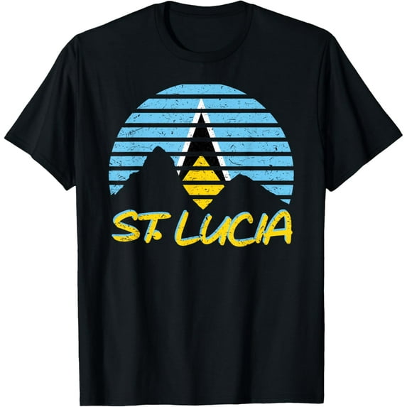 St. Lucia Flag Sunset Pitons Patriotic Vintage Souvenir Gift T-Shirt