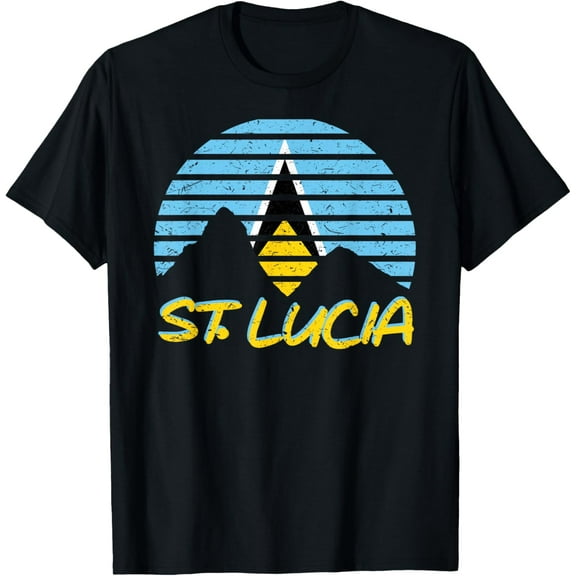 St. Lucia Flag Sunset Pitons Patriotic Vintage Souvenir Gift T-Shirt