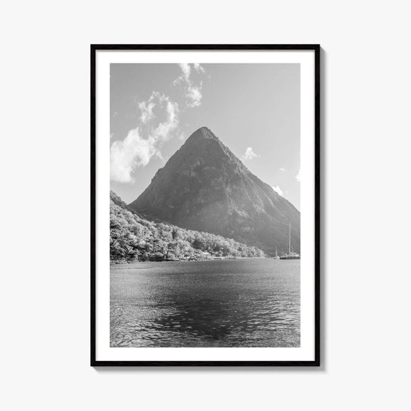 St Lucia Gros Piton Black And White Fine Art Photo Print, Caribbean Decor
