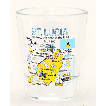 St. Lucia Landmarks and Icons Collage Shot Glass