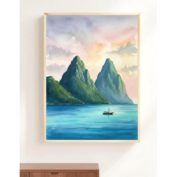St Lucia Pitons Caribbean Travel Wall Decor Unframed Paper Print