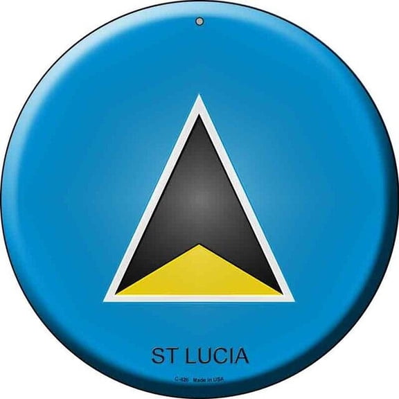 St Lucia Round Circular Novelty Metal Sign Home Garage Wall Decor Size: 8 x 8 inch