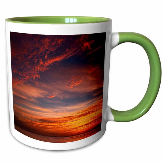 3drose, St. Lucia, Sunset,, 11oz Two-tone Green Mug