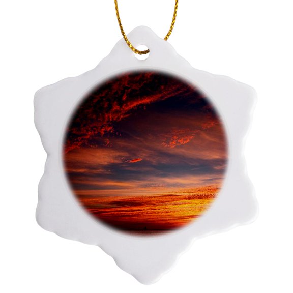 3drose, St. Lucia, Sunset,, 3 inch Snowflake Porcelain Ornament