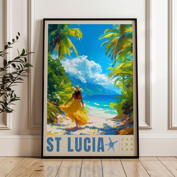 St Lucia Travel Poster: Caribbean Island Art Print