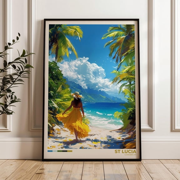 St Lucia Travel Print, Caribbean Island Wall Art, Unframed Paper Poster 11x14in
