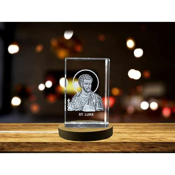 St. Luke | Patron Saint of Artists and Physicians Gift | Religious 3D Engraved Crystal