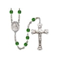 thumbnail image 1 of St. Lydia Purpuraria Silver-Plated Rosary 6mm May Green Fire Polished Beads Crucifix Size 1 5/8 x 1 medal charm, 1 of 1