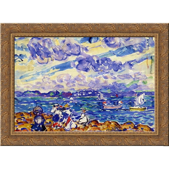 St. Malo 24x20 Gold Ornate Wood Framed Canvas Art by Prendergast, Maurice